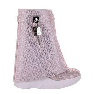 Givenchy Shark Lock Biker Ankle Boots In Leather With Strass Purple Womens